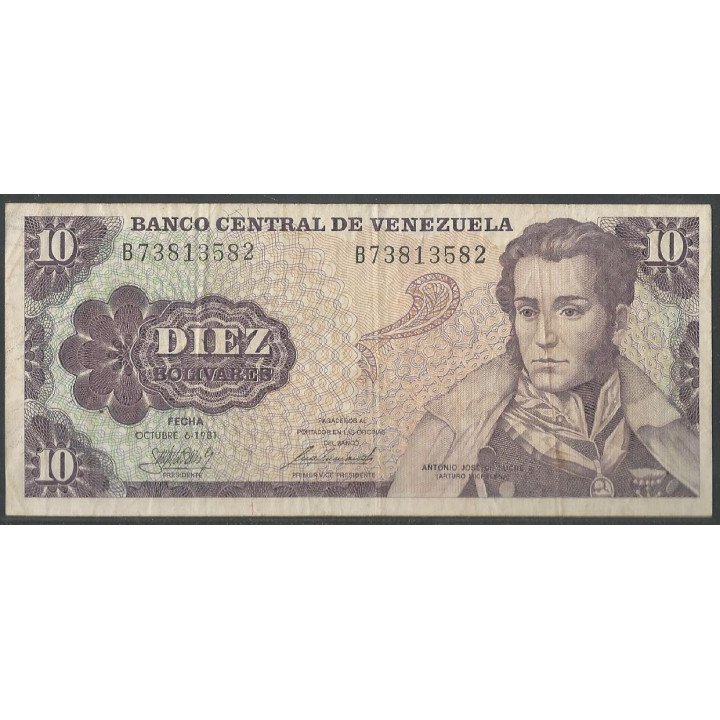 Venezuela 10 Bolivares 6 Oct 1981 B 8 Dig P60a