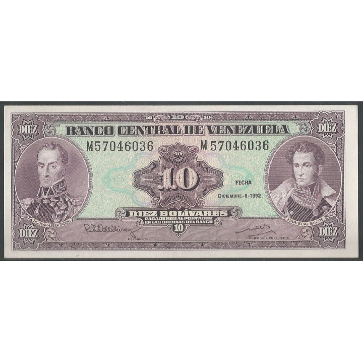Venezuela 10 Bolivares 8 Dic 1992 M8 P61c