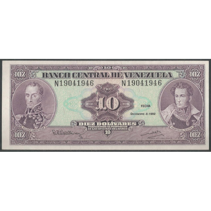 Venezuela 10 Bolivares 8 Dic 1992 N8 P61c
