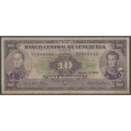 Venezuela 10 Bolivares 5 Mar 1968 H 7 Dig P45e