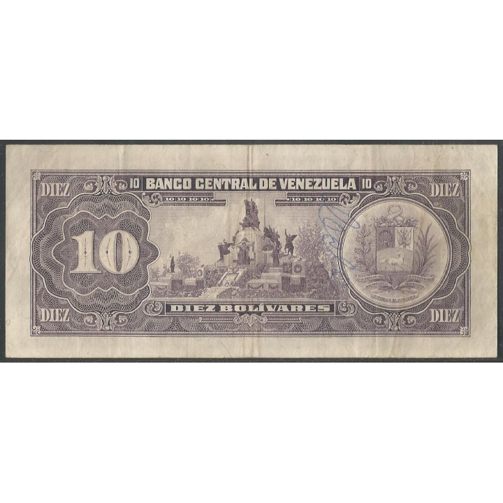 Venezuela 10 Bolivares 18 Mar 1986 D8 P61a reverso