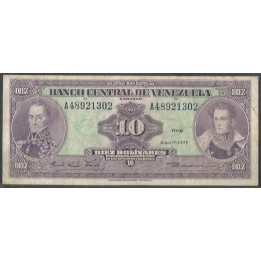 Venezuela 10 Bolivares 7 Jun 1977 A 8 Dig P51f