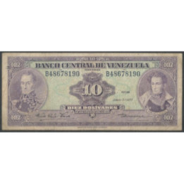 Venezuela 10 Bolivares 7 Jun 1977 B 8 Dig P51f