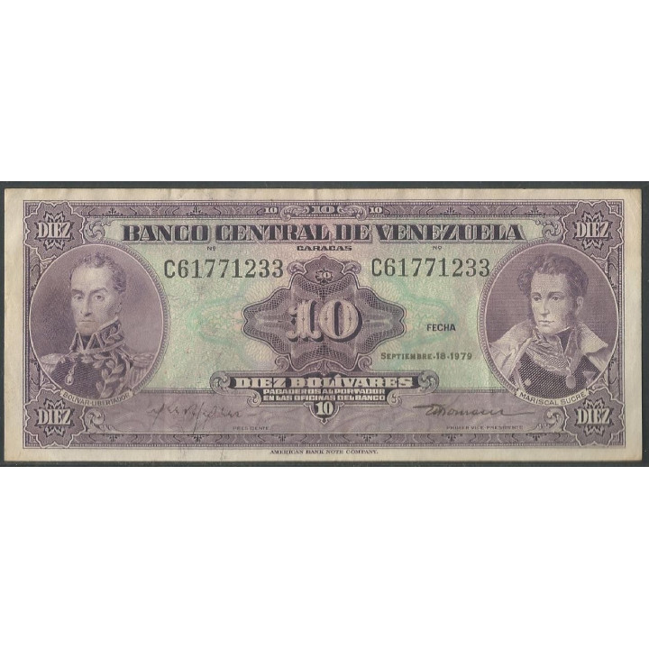 Venezuela 10 Bolivares 18 Sep 1979 C8 P51g