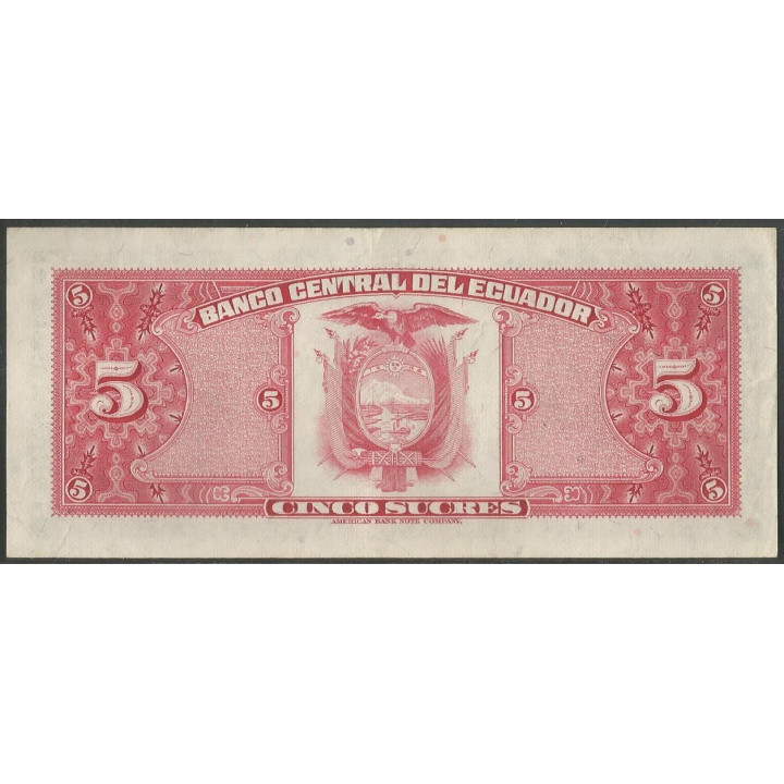 Ecuador 5 Sucres 20 Abr 1983 HY P108b reverso
