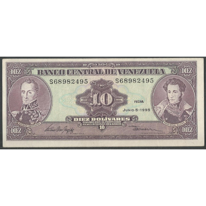 Venezuela 10 Bolivares 5 Jun 1995 S8 Dig P61d
