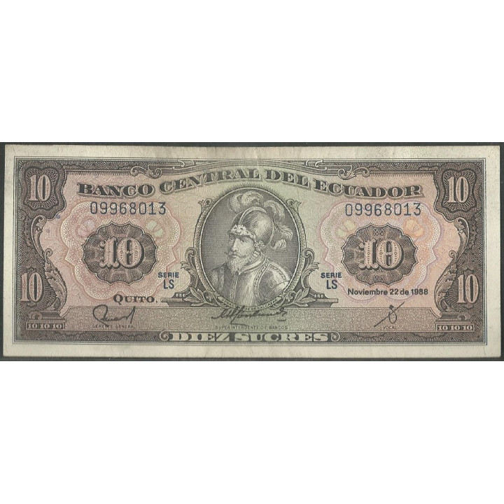 Ecuador 10 Sucres 22 Nov 1988 LS P121