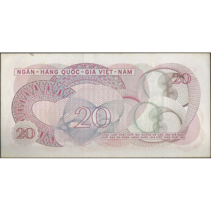 Vietnam Sur 20 Dong ND1969 P24a reverso