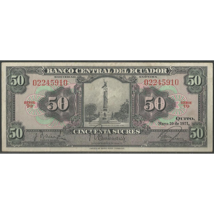 Ecuador 50 Sucres 20 May 1971 TO P104b