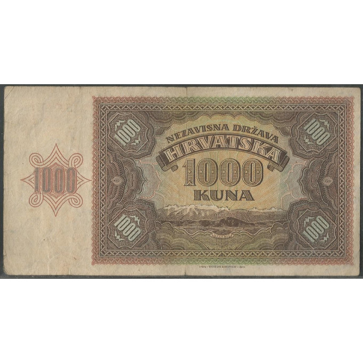 Croacia 1.000 Kuna 26 May 1941 P4a reverso