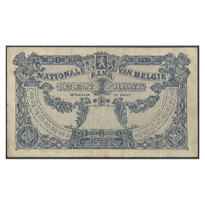 Belgica 1 Franc 30 Sep 1920 P92 reverso