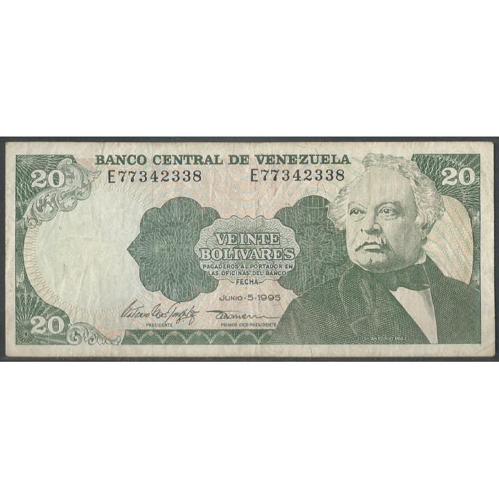 Venezuela 20 Bolivares 5 Jun 1995 E 8 Dig P63e