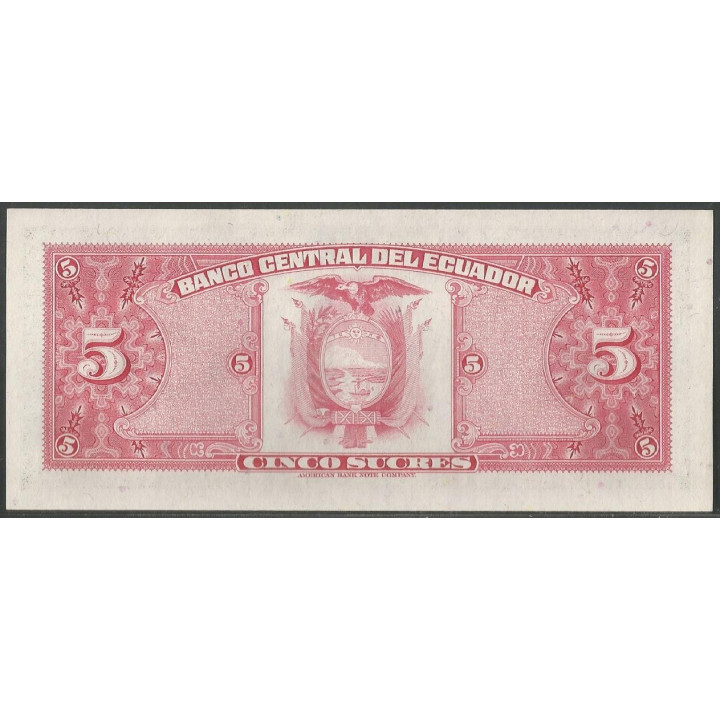 Ecuador 5 Sucres 29 Abr 1977 HO P108a reverso