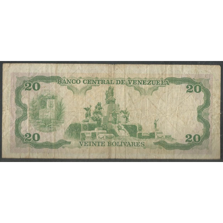 Venezuela 20 Bolivares 31 May 1990 D 8 Dig P63c reverso