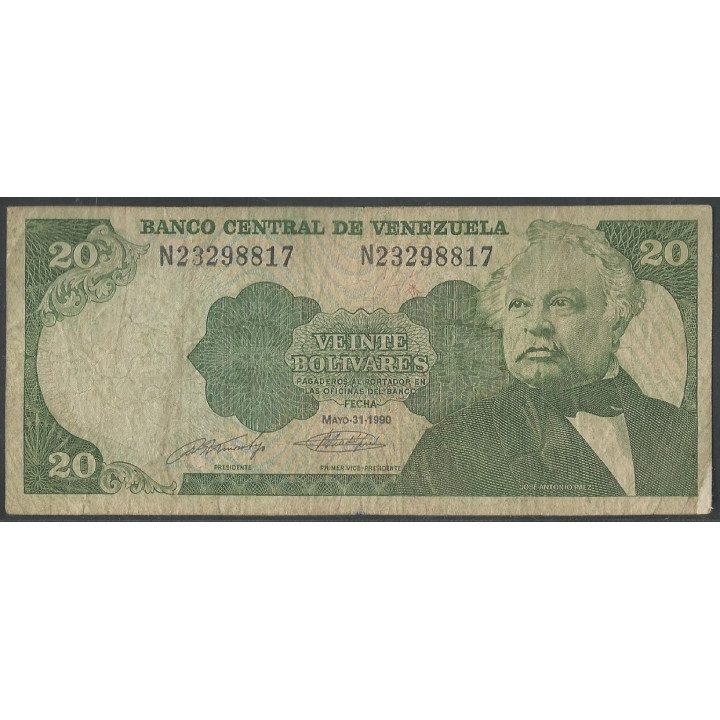 Venezuela 20 Bolivares 31 May 1990 N 8 Dig P63c