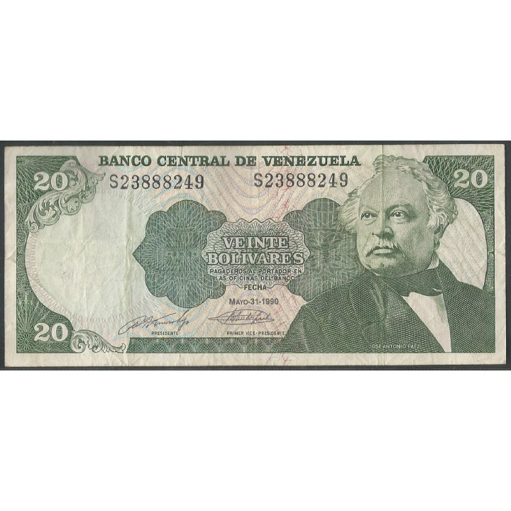 Venezuela 20 Bolivares 31 May 1990 S 8 Dig P63c