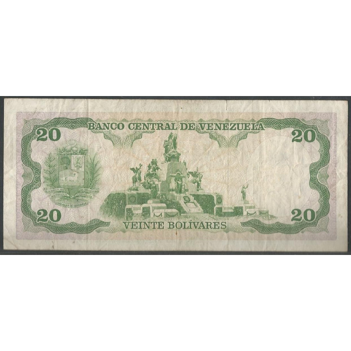 Venezuela 20 Bolivares 31 May 1990 S 8 Dig P63c reverso