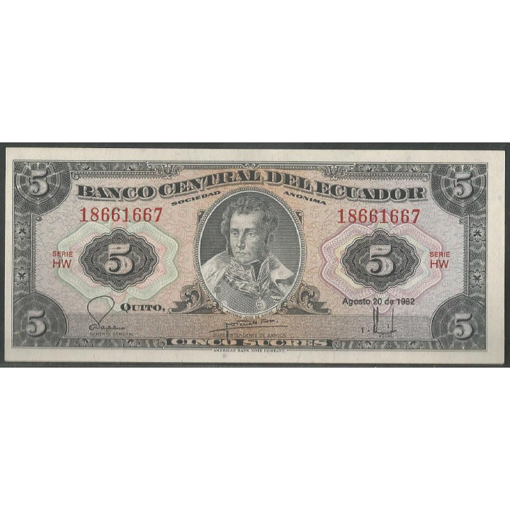 Ecuador 5 Sucres 20 Ago 1982 HW P108b