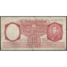 Argentina 10 Pesos ND1954-63 Serie E P270a