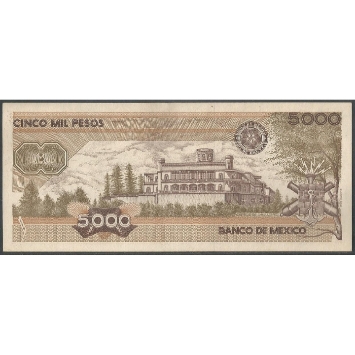 Mexico 5.000 Pesos 28 Mar 1989 Serie KA P88c reverso