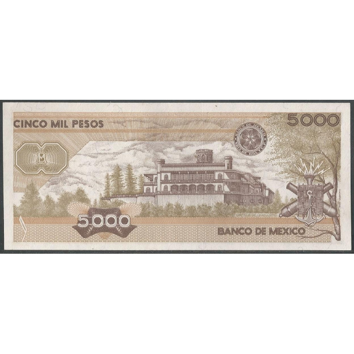 Mexico 5.000 Pesos 19 Jul 1985 Serie GP P88a reverso