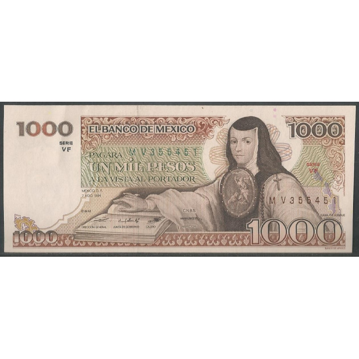Mexico 1000 Pesos 7 Ago 1984 Serie VF P80b