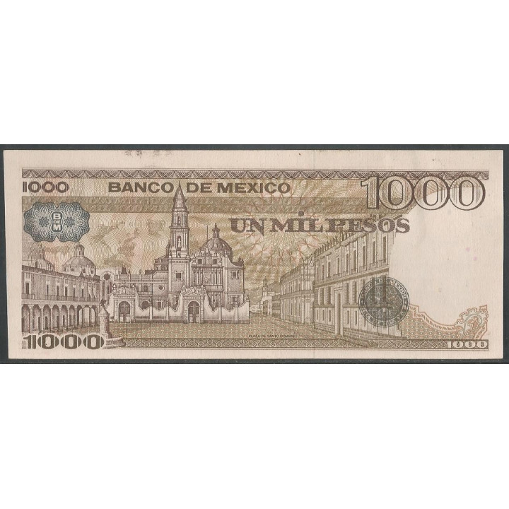 Mexico 1000 Pesos 7 Ago 1984 Serie VF P80b reverso