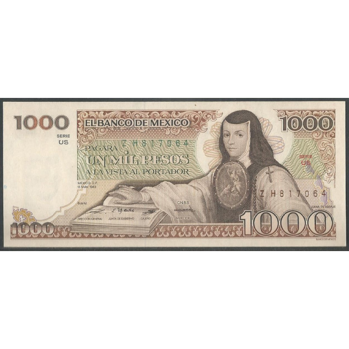Mexico 1000 Pesos 13 May 1983 Serie US P80a