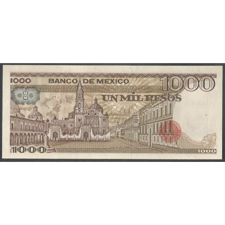 Mexico 1000 Pesos 13 May 1983 Serie US P80a reverso