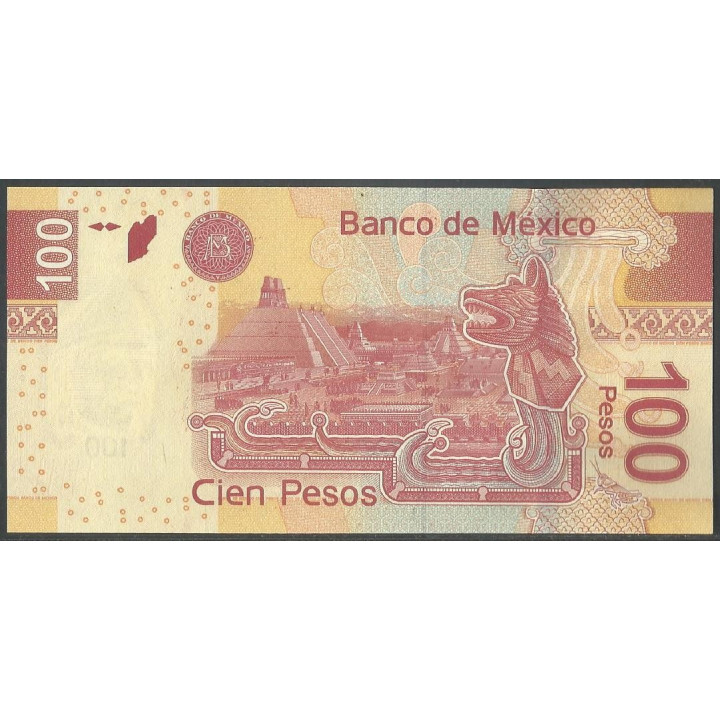 Mexico 100 Pesos 4 Abr 2014 Serie AN P124an reverso