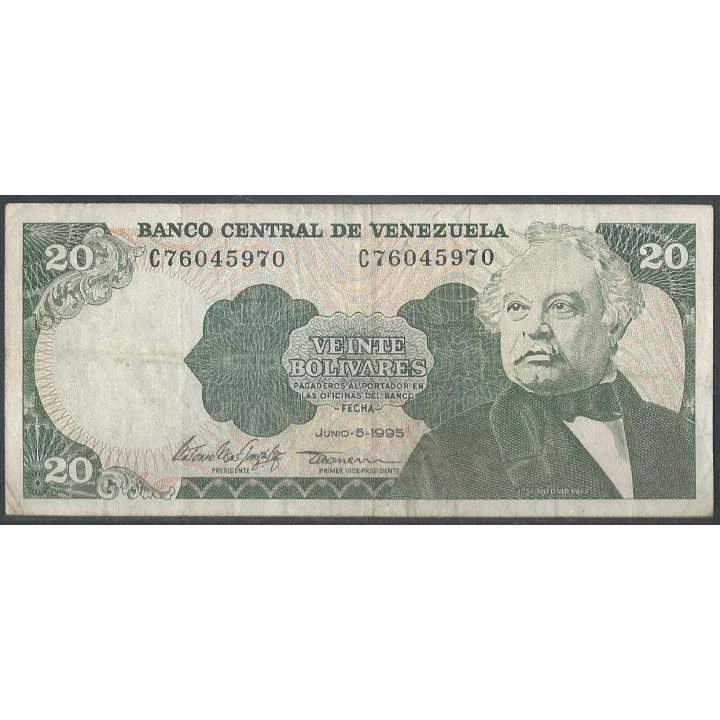 Venezuela 20 Bolivares 5 Jun 1995 C 8 Dig P63e