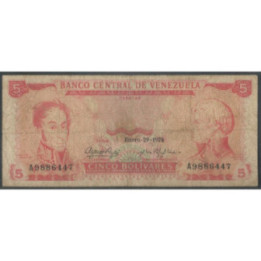 Venezuela 5 Bolivares 29 Ene 1974 A 7 Dig P50h
