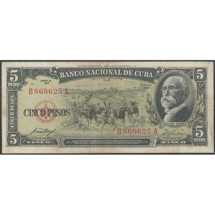 Cuba 5 Pesos 1958 P91a