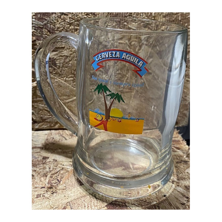 Jarro vidrio Cerveza Aguila "Sin igual y siempre igual" 12 cm X 8 cm