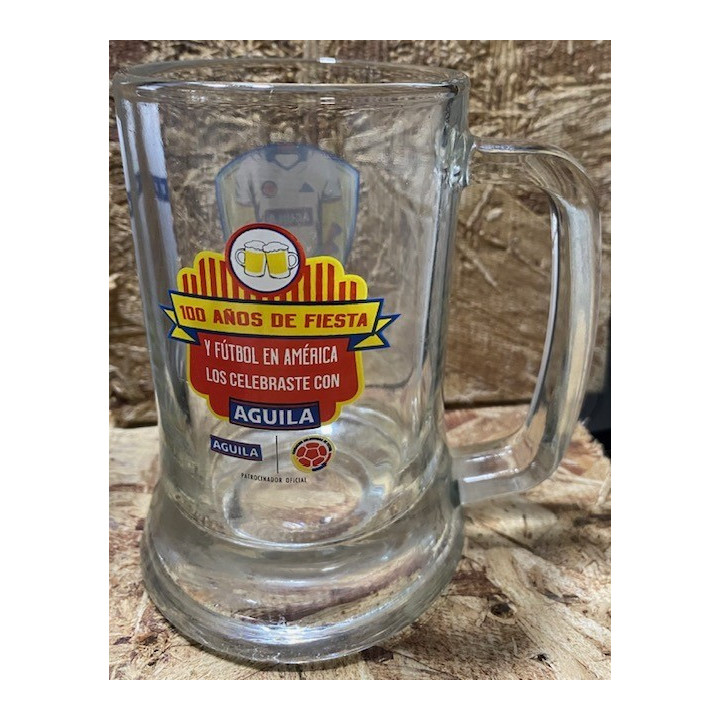 Jarro vidrio Cerveza Aguila "La Centenaria" 12 cm X 8 cm reverso
