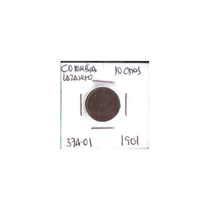 Colombia 10 Centavos 1901 Lazareto JER374.01