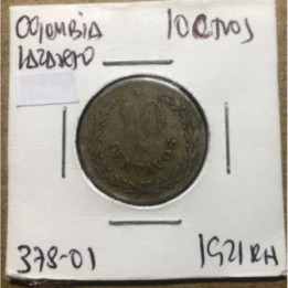Colombia 10 Centavos 1921 Lazareto JER378.01