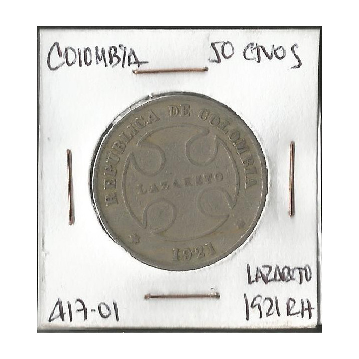 Colombia 50 Centavos 1921 Lazareto JER417.01