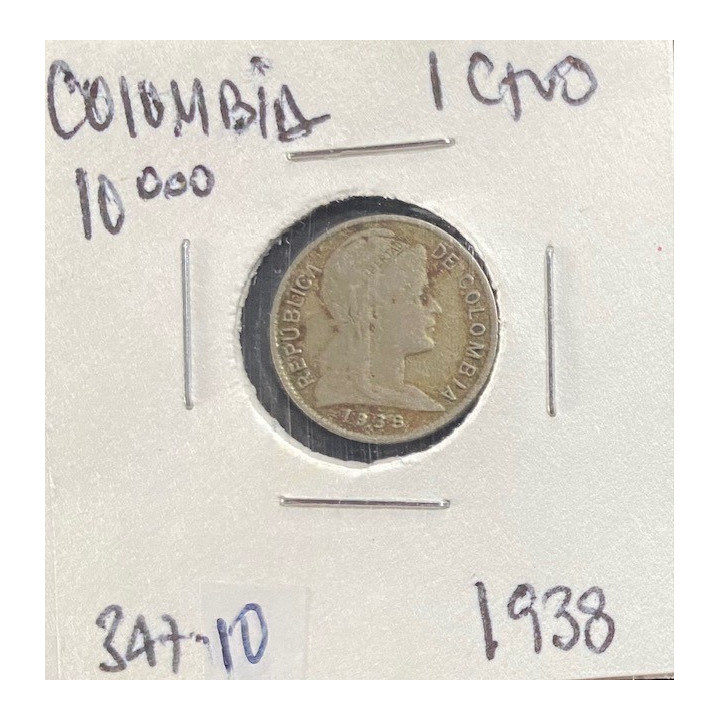 Colombia 1 Centavo 1920-1948 JER347 reverso