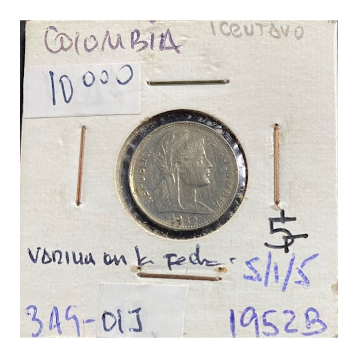 Colombia 1 Centavo 1952-1958 JER349 reverso