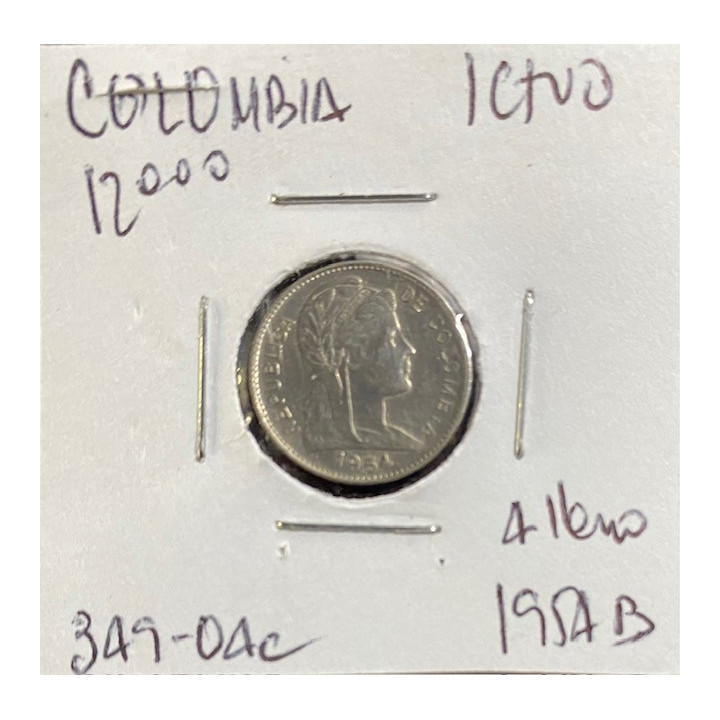 Colombia 1 Centavo 1952-1958 JER349 reverso