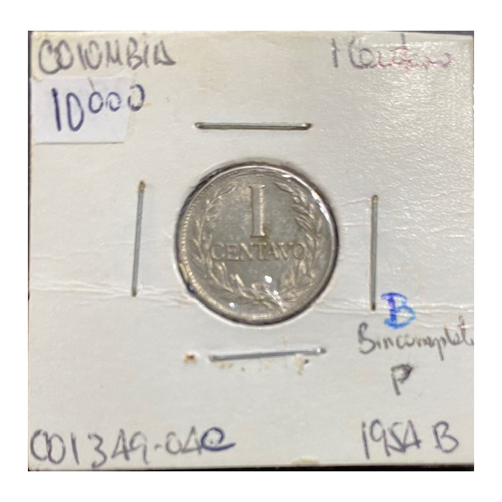 Colombia 1 Centavo 1952-1958 JER349 reverso