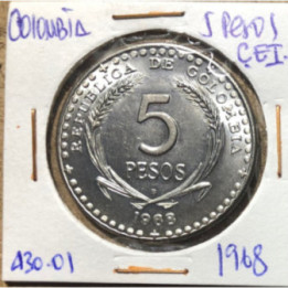 Colombia 5 Pesos 1968 Congreso Eucaristico Internacional JER430