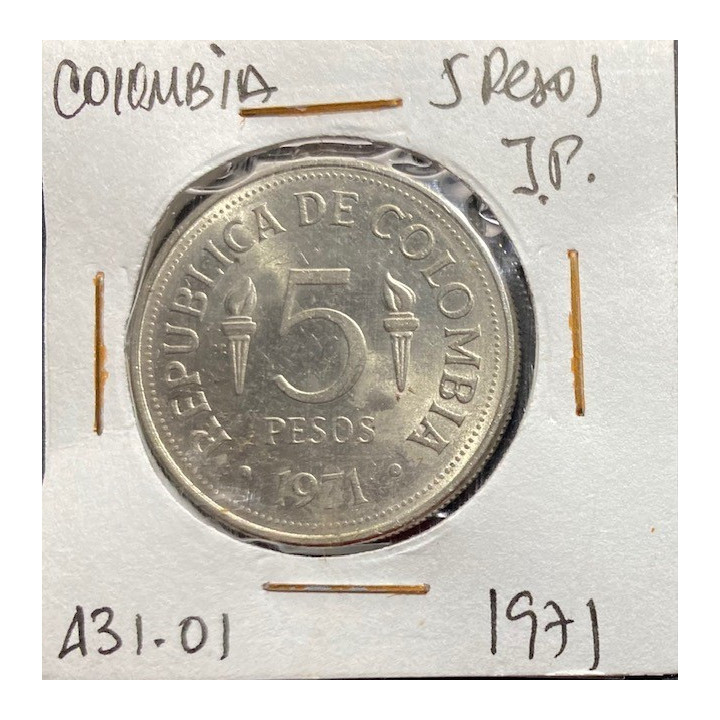 Colombia 5 Pesos 1971 VI Juegos Panamericanos JER431