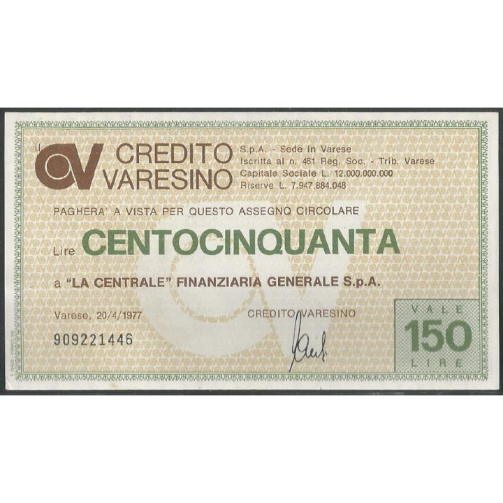 Italia - Credito Varesino 150 Lire 20 Abr 1977