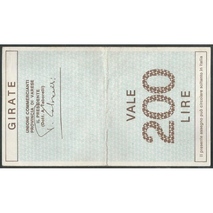 Italia - Credito Varesino 200 Lire 15 Nov 1976 reverso