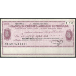 Italia - La Banca di Credito Agrario di Ferrara 150 Lire 13 Sep 1977
