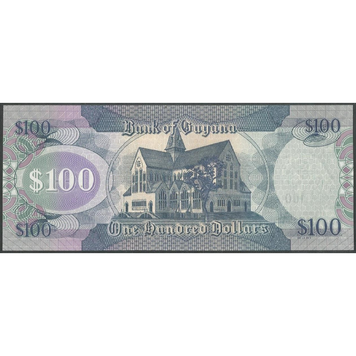 Guyana 100 Dollars ND2022 Firma 17 P36e reverso