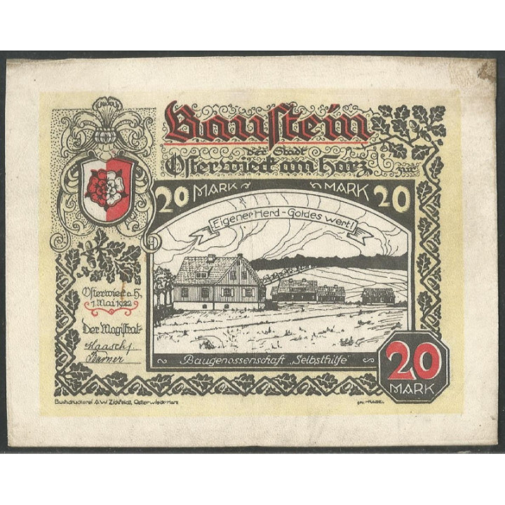 Alemania - Osterwieck 20 Mark 1 May 1922