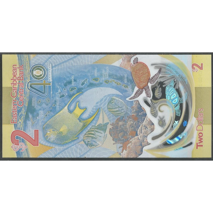 Estados del Caribe Oriental 2 Dollars ND2023 P61 reverso